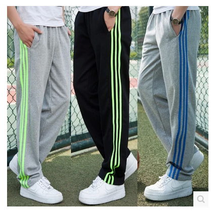 春夏三条杠男直筒运动裤