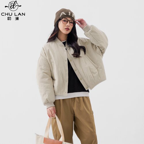 韩系小个子圆领棉服外套棉服