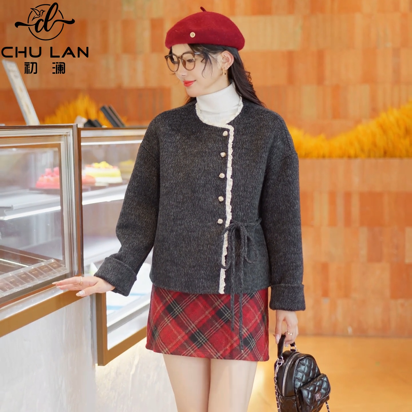 小香风双面羊毛大衣短款上衣