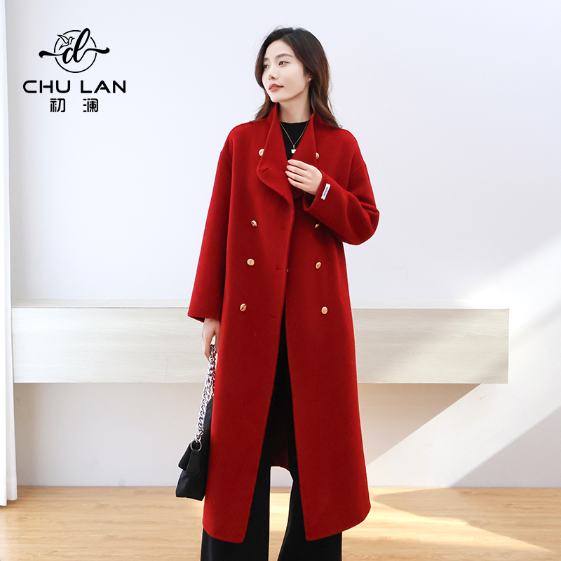 羊毛毛呢长款设计感立领羊毛外套