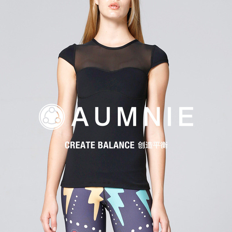 AUMNIE澳弥尼珍珠T恤女短袖网纱透气含胸垫显瘦运动瑜伽跑步健身,运动/瑜伽/健身/球迷用品,瑜伽t恤,淘宝优惠券,粉丝福利购,淘宝优惠卷