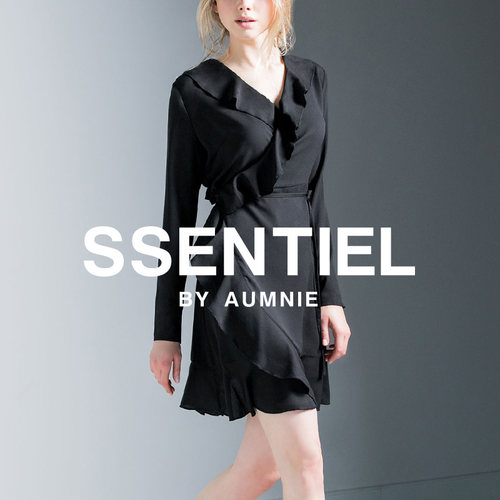 AUMNIE澳弥尼v领减龄迷你绑带裙
