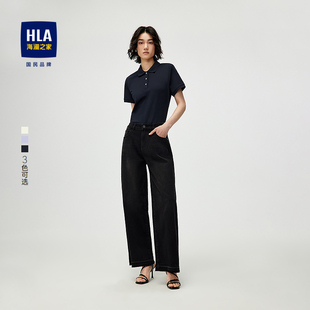 海澜之家商务休闲短袖 2025春夏季 HLA POLO衫 新款 微弹翻领上衣女装