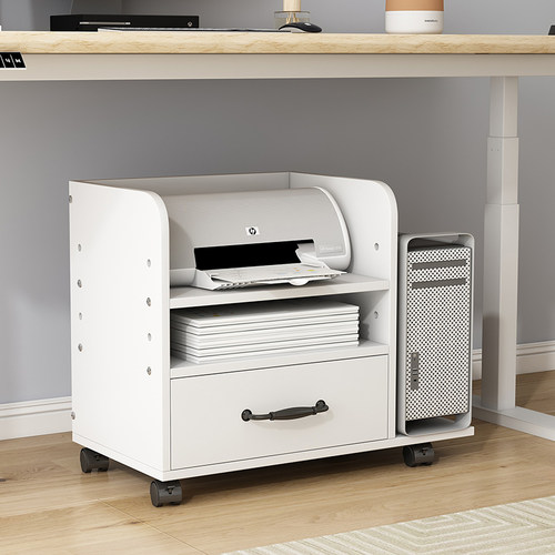 桌下打印机置物架文件收纳架主机托架一体机扫描仪桌边收银台柜子