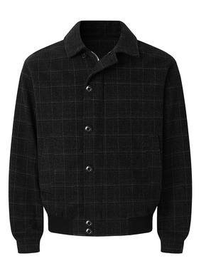 SlowFade 威尔士亲王格雾霭羊毛翻领短款夹克外套cleanfit