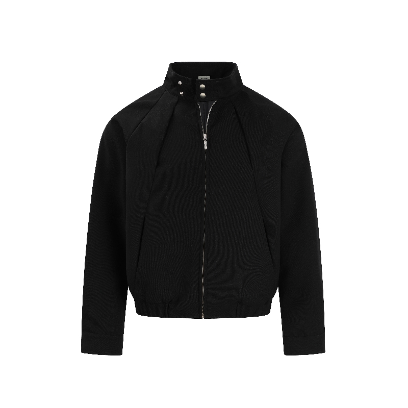 SlowFade哈灵顿弧形拉链立领短款夹克外套cleanfit