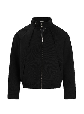 SlowFade哈灵顿弧形拉链立领短款夹克外套cleanfit