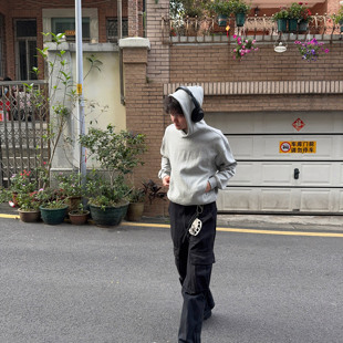 短款 双面布410g精梳棉 基础灰色连帽卫衣cleanfit 清仓特价