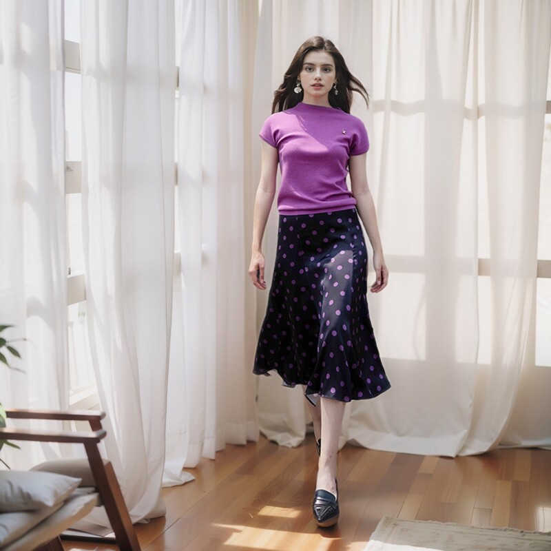 高斯雪岚2024秋装新款气质百搭显瘦针织衫简约通勤OL短袖上衣