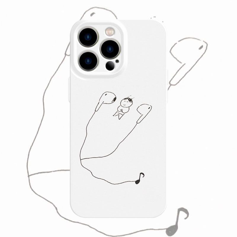 耳机小人适用iPhone14Pro/17手机壳11/6/xr苹果14/15Promax软情侣8p手机壳