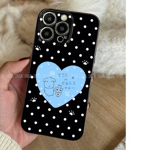 爱心涂鸦小狗适用iPhone14Pro/17手机壳11/6/xr苹果14/15Promax软情侣8p手机壳简约