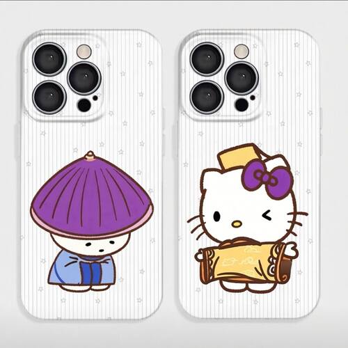 黄袍kt猫适用iPhone14Pro/17手机壳11/6/xr苹果14/15Promax软情侣8p手机壳简约