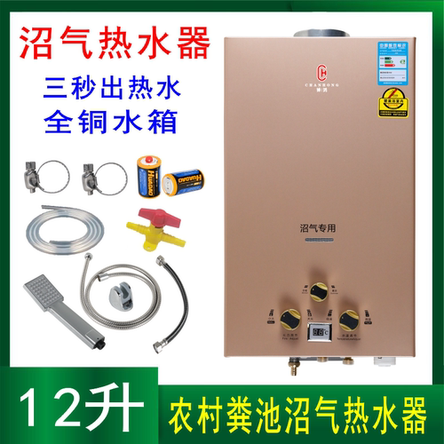 沼气专用热水器全铜水箱12升大箱