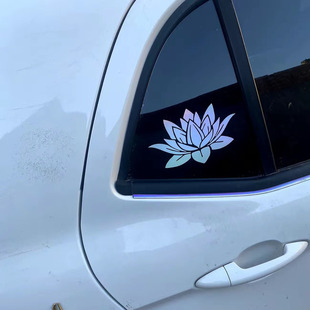 高颜值荷花莲花车贴宝莲荷叶古典汽车贴纸防水防晒镂空高质量车贴