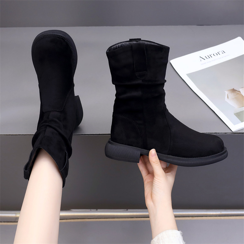 爆款平底马丁靴女2025秋冬新款软底防滑瘦瘦靴加绒保暖堆堆靴子潮,女鞋,马丁靴,淘宝优惠券,粉丝福利购,淘宝优惠卷