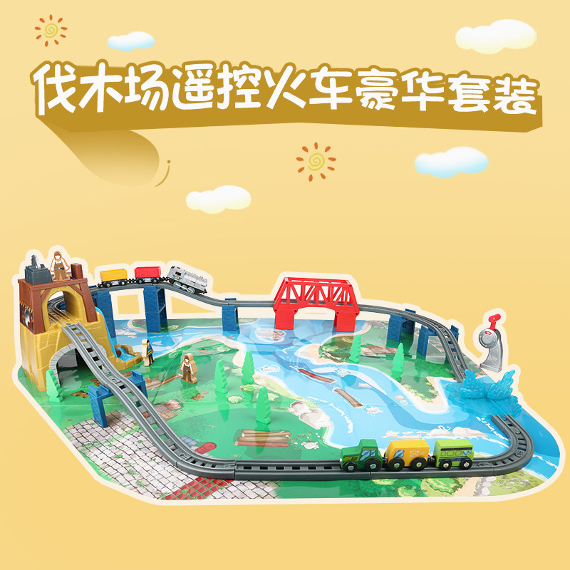 伐木场遥控火车豪华套装兼容hape