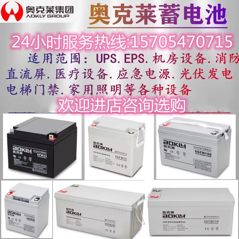 AOKLY奥克莱蓄电池6GFM12V7A12A24A40A65A100A120A150A200A直流屏