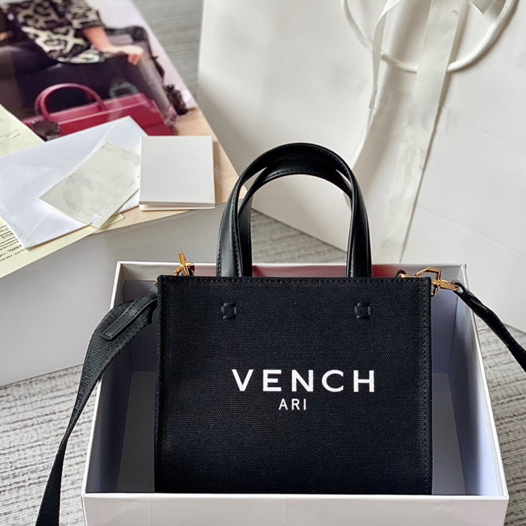 2023新款女包皮革手柄红色棉麻帆布托特包衬里黑色手提袋斜跨单肩