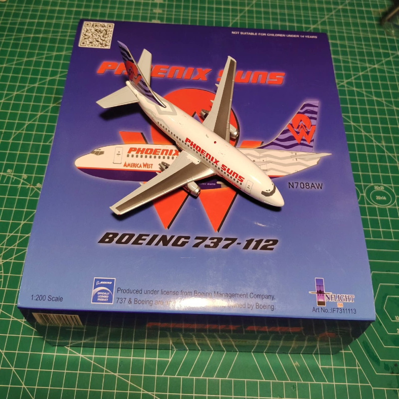 1/200inflight美国西部航空737-100老货 第一批购入平时盒藏无暇