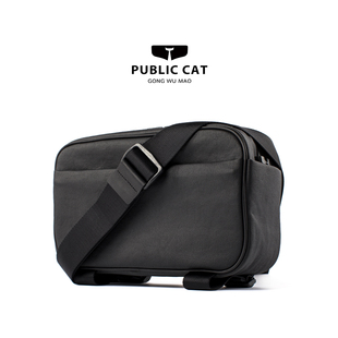 斜挎男包PUBLICCAT公务猫方形横款休闲百搭ins防水帆布相机单肩包