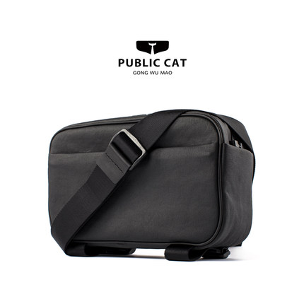 斜挎男包PUBLICCAT公务猫方形横款休闲百搭ins防水帆布相机单肩包