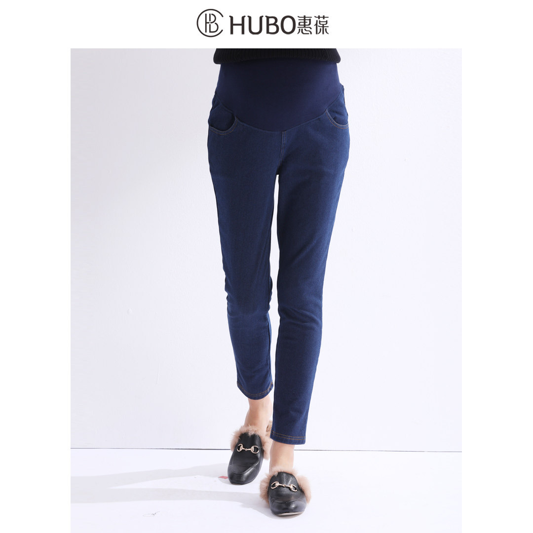 惠葆秋冬装新款孕妇孕妇牛仔裤外穿纯棉加绒高腰托腹裤孕妇裤子