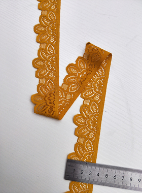 高档姜黄色有弹力蕾丝花边衣服裙摆袖子加长娃衣装饰辅料 宽3.5cm