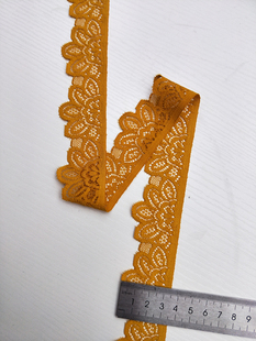 高档姜黄色有弹力蕾丝花边衣服裙摆袖 宽3.5cm 子加长娃衣装 饰辅料