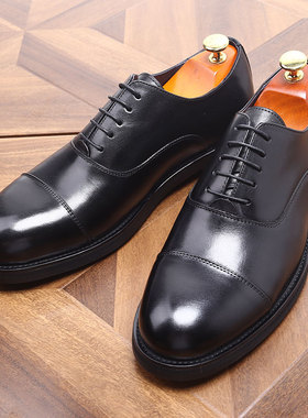 英伦风正装商务休闲真皮男士三接头牛津亮皮鞋增高厚底软底皮鞋
