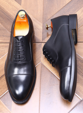 英伦三接头商务正装尖头男鞋欧美复古牛津鞋真皮德比鞋皮鞋青年