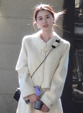 2025新款富家千金感毛呢套装连衣裙子女秋冬季小香名媛风收腰长裙