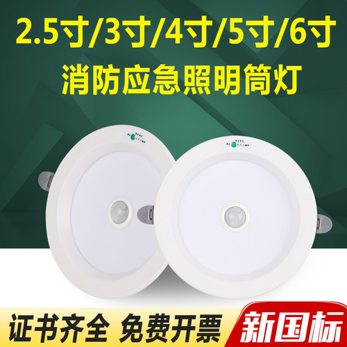 新国标消防应急照明嵌入式筒灯