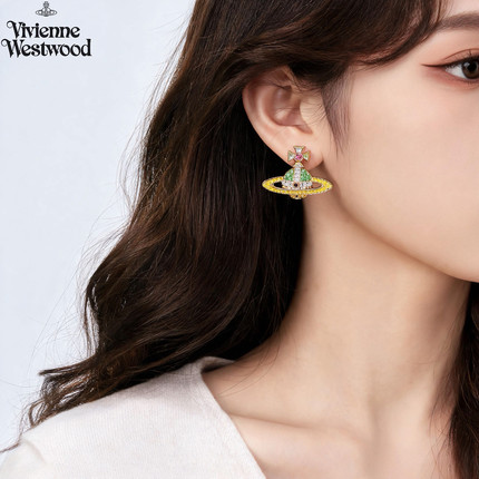 Vivienne Westwood西太后 土星耳钉2026新款 彩钻耳钉 满钻