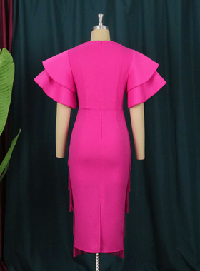 Women Maxi Dresses African vestidos New rose color big size