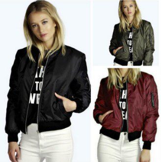 夹克女拉链双口袋 Women's bomber jacket ladies coat jackets