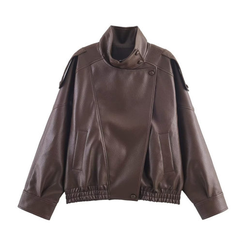 female retro machine leather jacket thin autumn leather coat