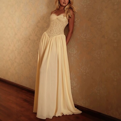 Women's suspender long skirt lace dresses 女吊带大裙摆蕾丝