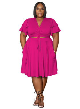 Plus Size Fat Lady tracksuits women Two piece sets Summer