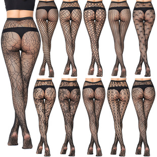 Women Pantyhose Sexy Hollow Solid Fishnet Lace Sexy Lingerie