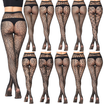 Women Pantyhose Sexy Hollow Solid Fishnet Lace Sexy Lingerie