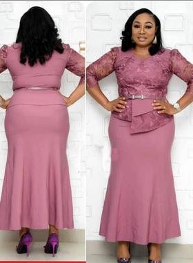 African women plus size lace long dress xl-5xl fat dress2021