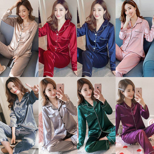 Silk pajamas sleepwear clothes women sleeping Lingerie for