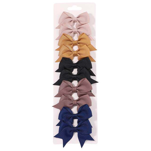 10Pcs/Set New Cute Solid Ribbon Bowknot Hair Clips for Baby