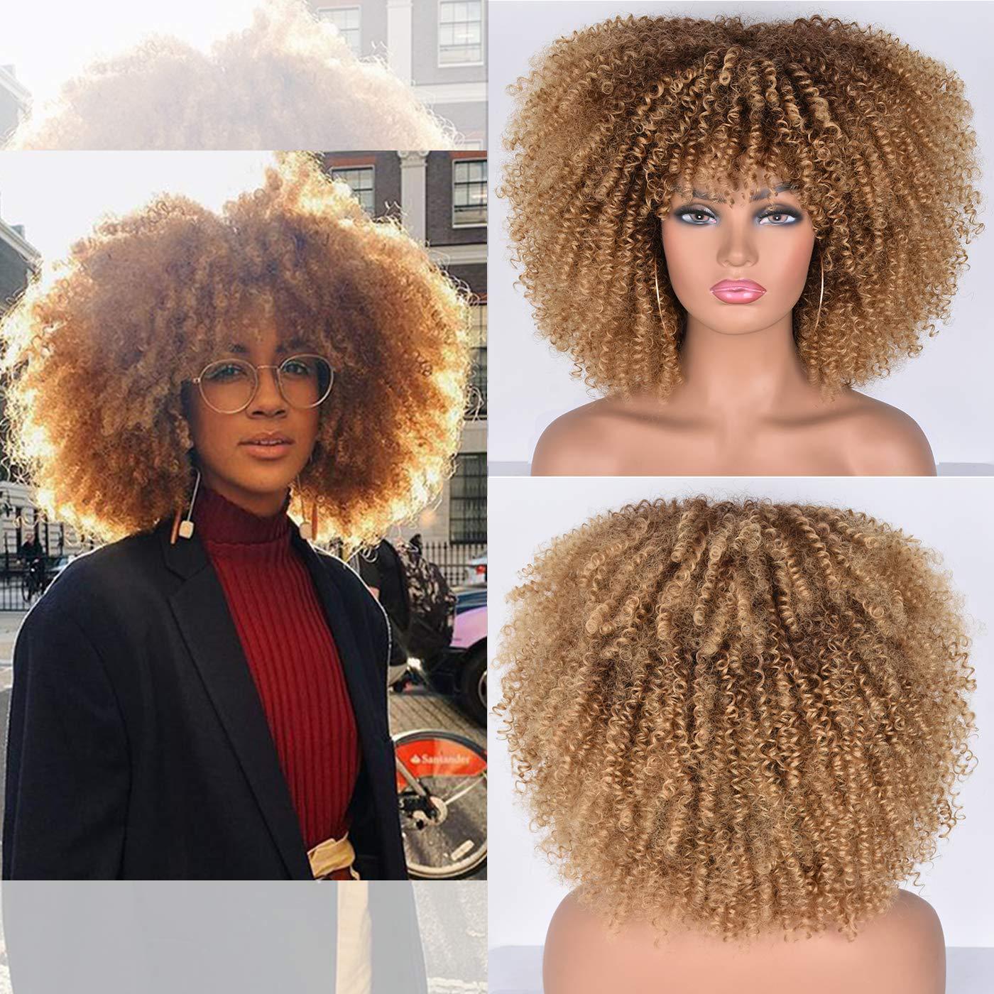 拉美卷假发女短款黑人小卷Short curly wigs玉米烫爆炸头金色头套
