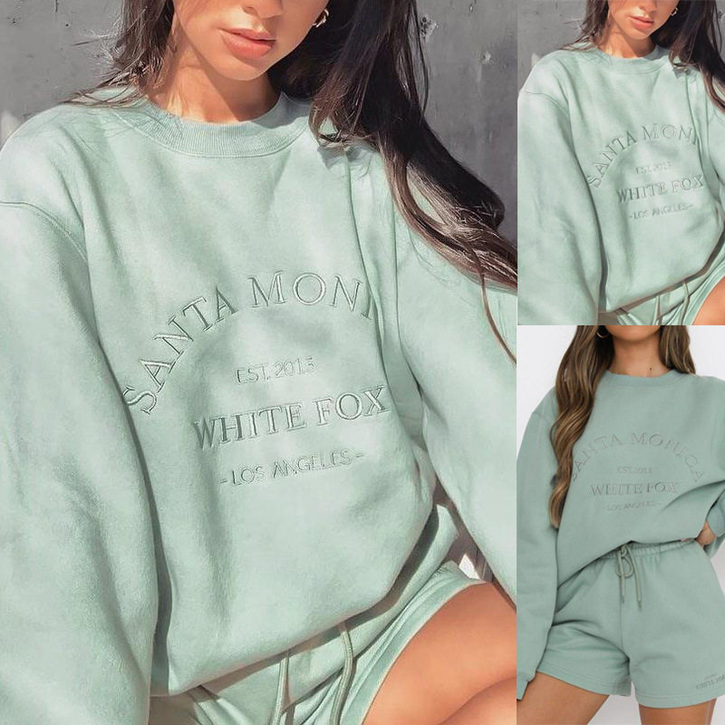 Letter embroidered loose sleeved sweater字母刺绣宽松长袖卫衣
