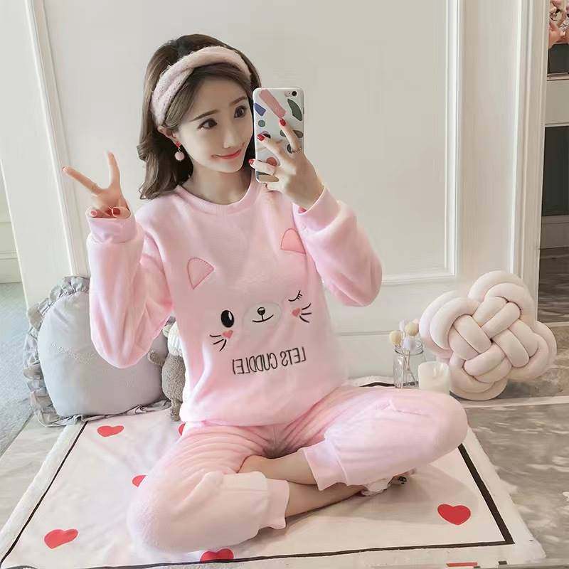 2022 winter ladies warm pajamas women pyjamas nightwear girl