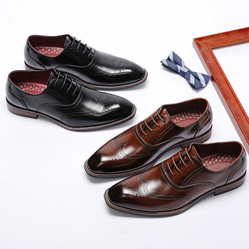 Leather Brogue Men Shoes Classic Business Formal男士商务皮鞋