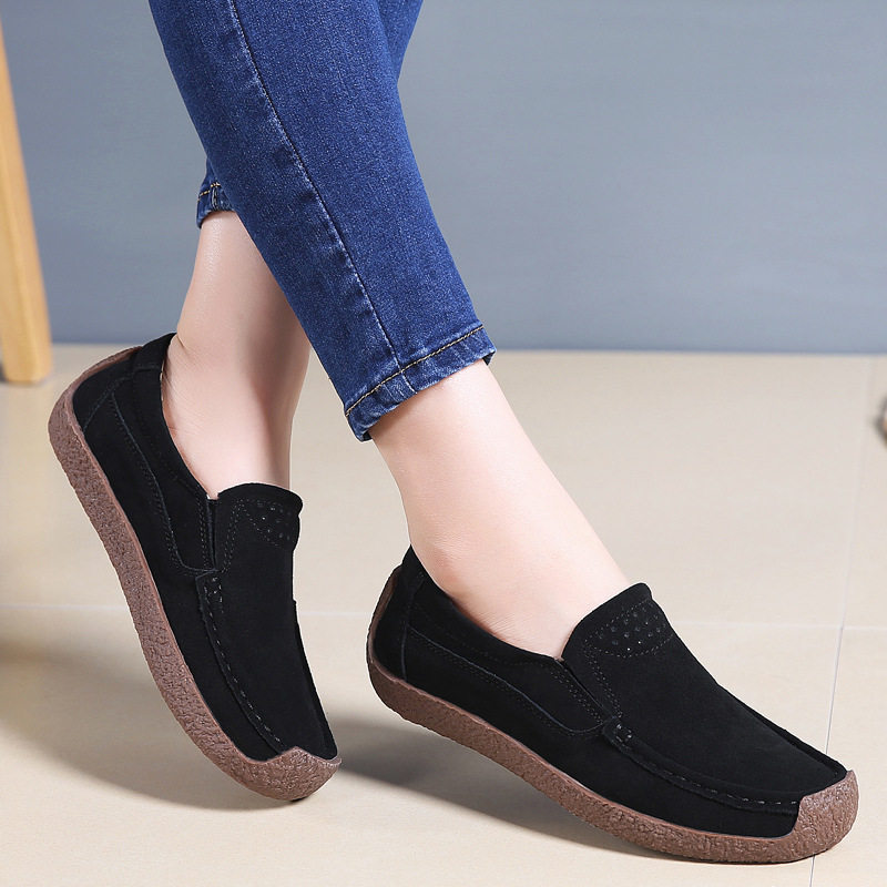 春季女一脚蹬软底豆豆鞋 ladies flat shoes pregnant flat boots