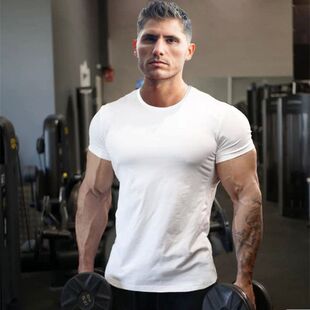 Men's Slim Fit Muscle Fitness T-shirt男式肌肉健身短