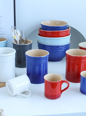 出口法国chasseur渐变珐琅彩陶瓷烤碗收纳桶汤碗搅拌盆沙拉碗餐具